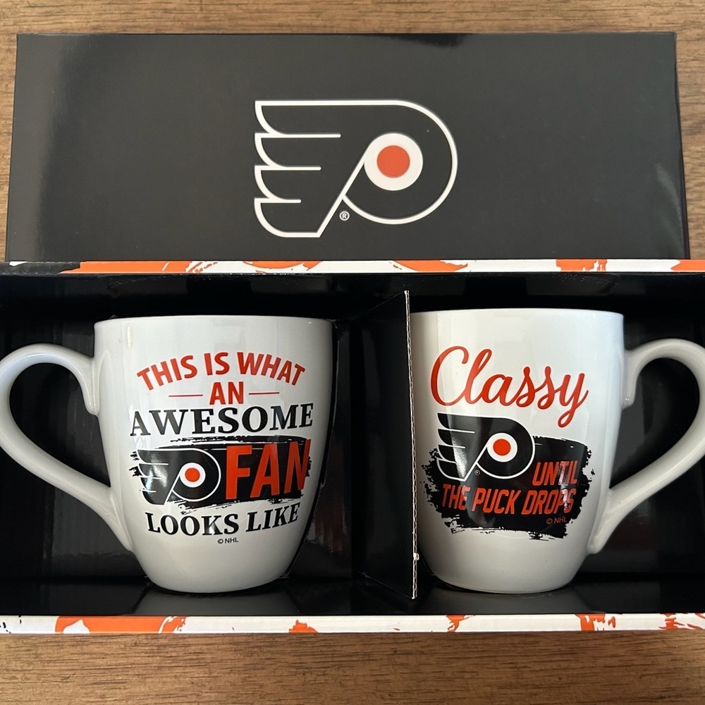 NEW Philadelphia Flyers Fan Mug Set in Gift Box - Great Gift for Hockey Fans
